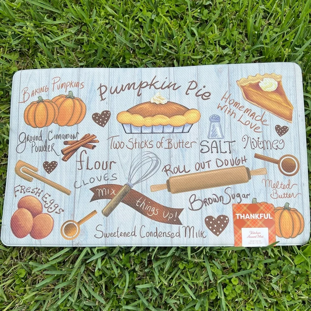 Pumpkin Pie Recipe Kitchen Anti Fatigue Floor Mat Thanksgiving Dessert Whisk